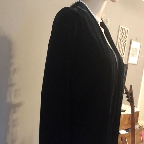 Alex Evenings Women's Solid Black Velvet Textured Open Front Cardigan Cover up - Picture 4 of 15